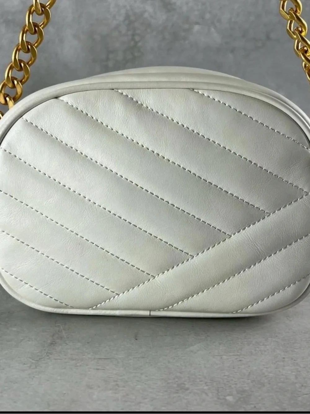 Tory Burch Kira Chevron Small Leather Crossbody Bag with white dust bag